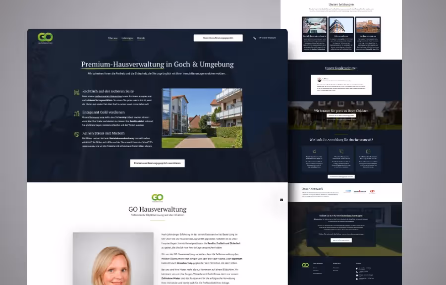 Screenshot der von Lars Thielen gestalteten Webseite f&uuml;r die GO Hausverwaltung f&uuml;r professionelle Immobilienverwaltung