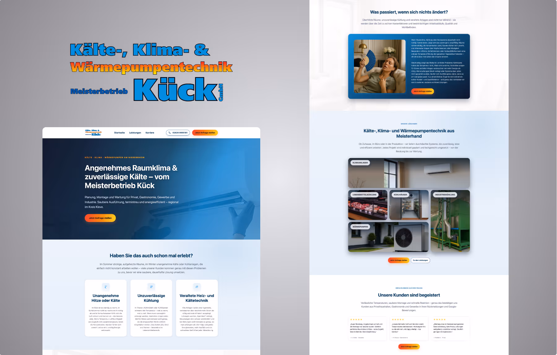 Screenshot der von Lars Thielen gestalteten Webseite f&uuml;r den Meisterbetrieb K&uuml;ck f&uuml;r K&auml;lte-, Klima- und W&auml;rmepumpentechnik