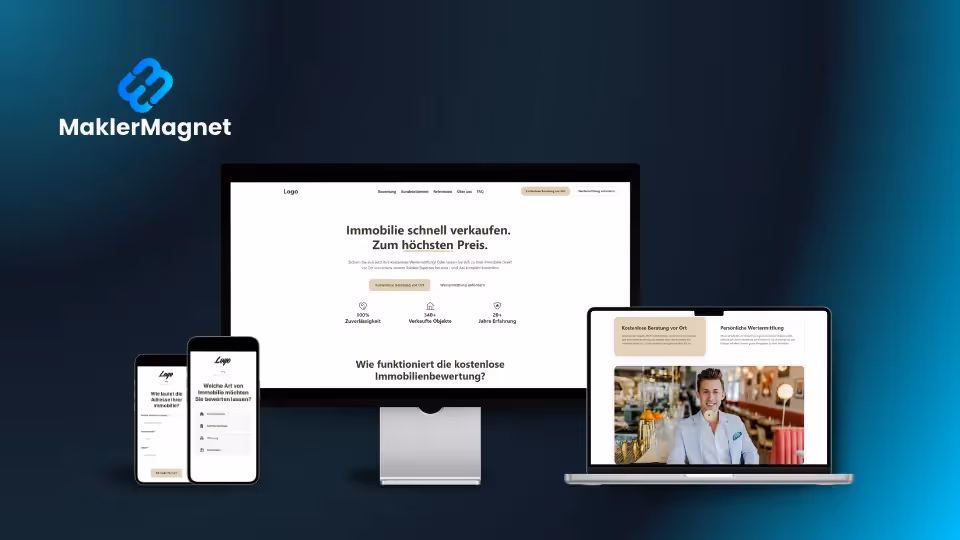Website-Mockup der von Lars Thielen gestalteten Webseite f&uuml;r den Marketing-Anbieter MaklerMagnet f&uuml;r Immobilienmakler