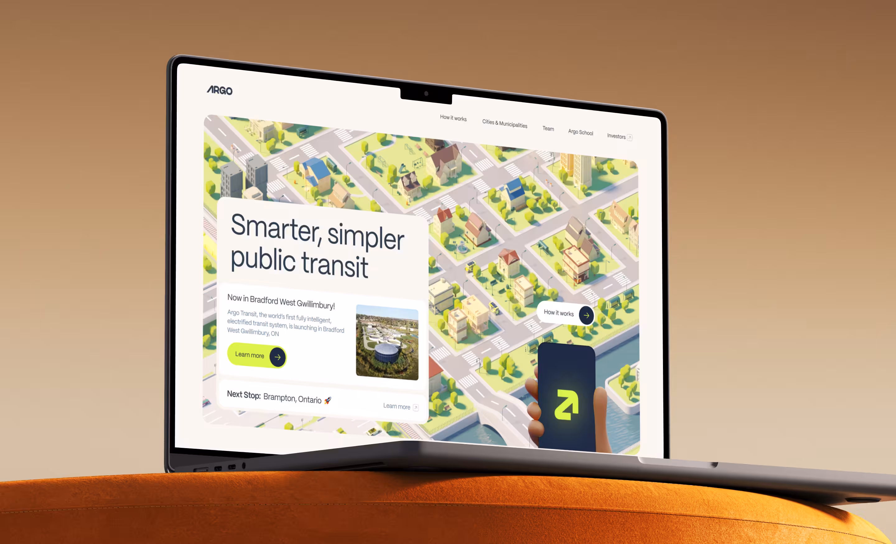 Website mocked up on a device