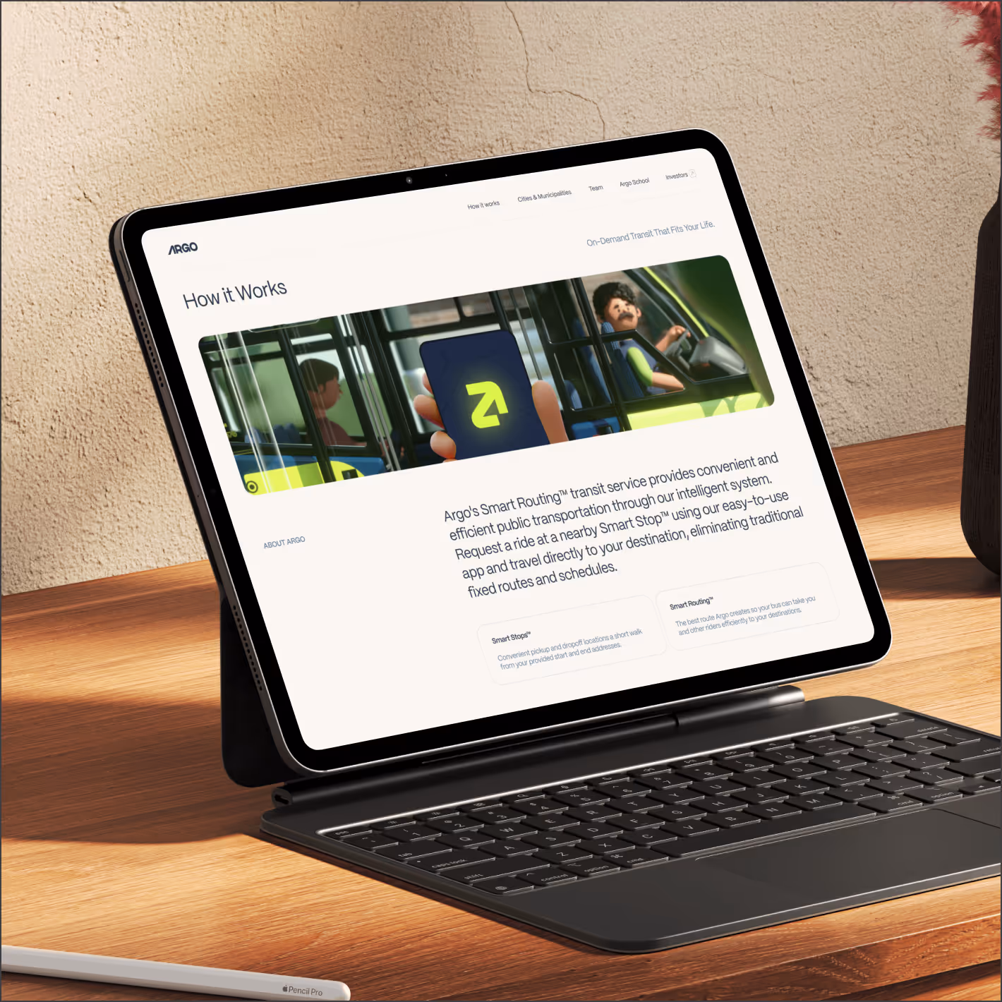Website mocked up on a device
