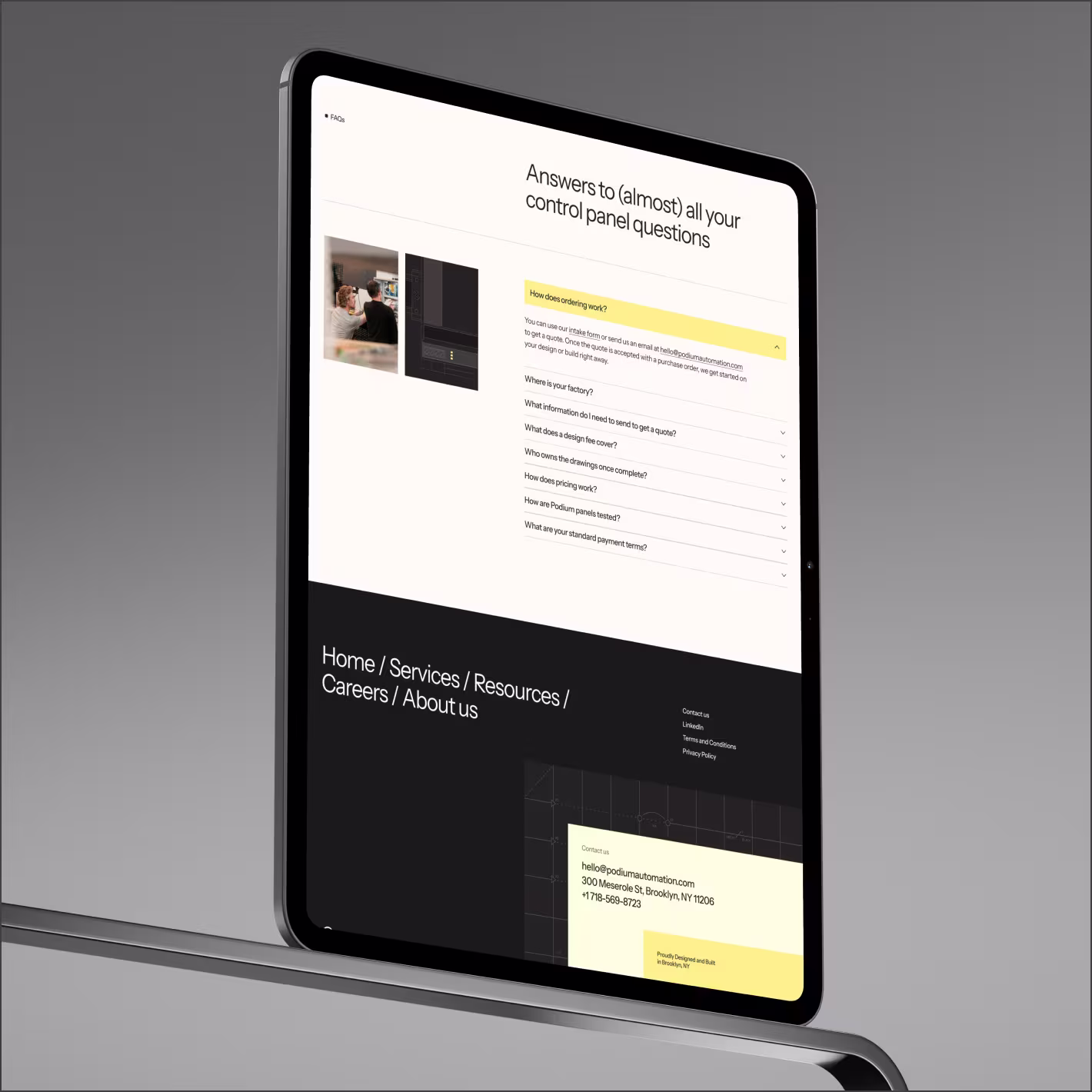 Website mocked up on a device