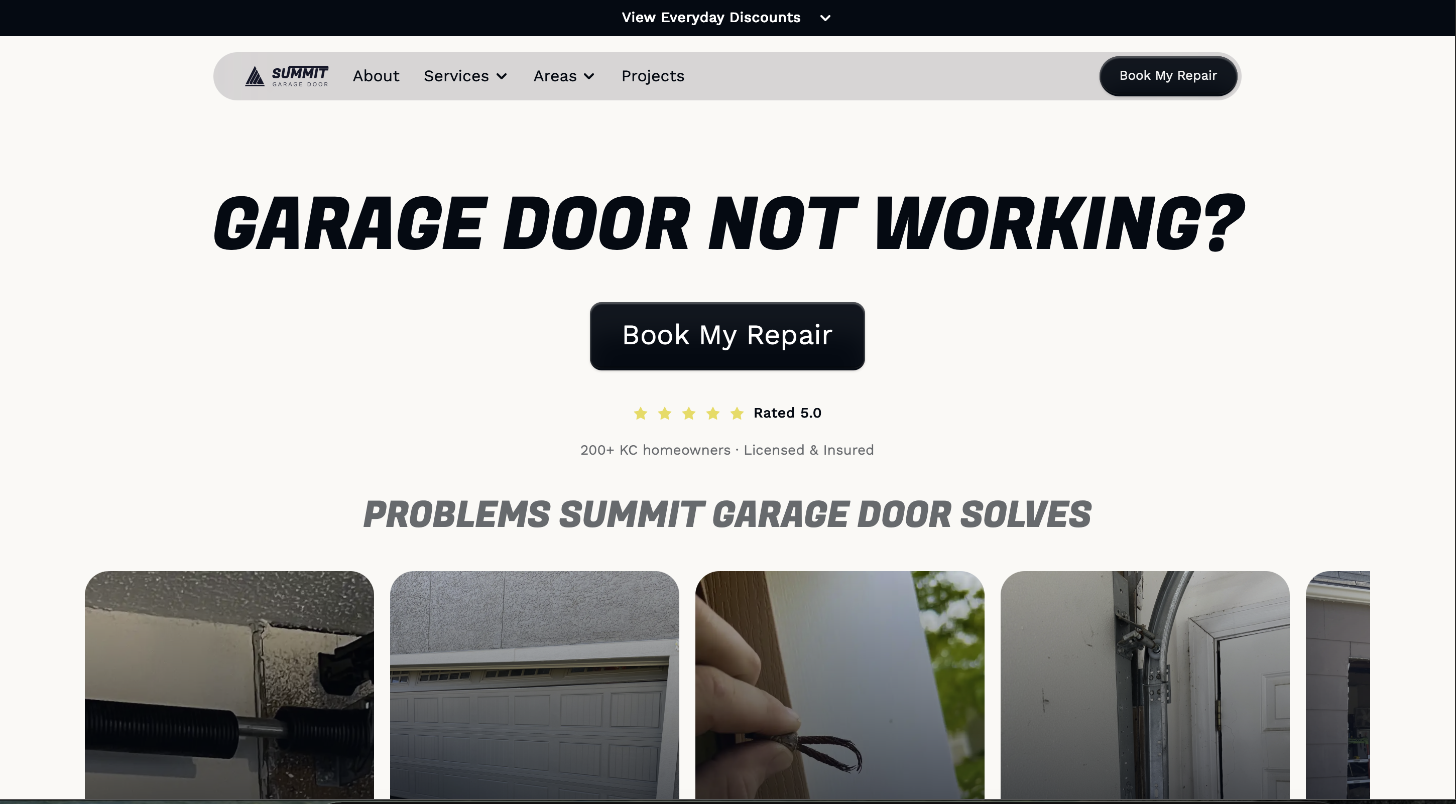 Garage door and front elevation of a Kansas City area home
