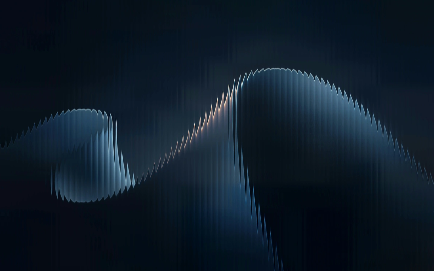 Abstract dark blue and black wave pattern with vertical ripple distortions.