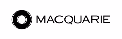 Macquarie company logo with a stylized black circular icon on the left.