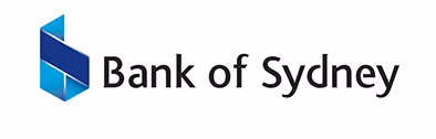 Bank of Sydney logo with blue geometric icon and black text.