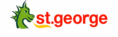 Green dragon head facing right with red text st.george and yellow flame detail