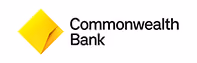 Commonwealth Bank logo with yellow diamond shape on white background.