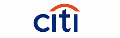 Citi logo with blue text and red arc over the letter i.
