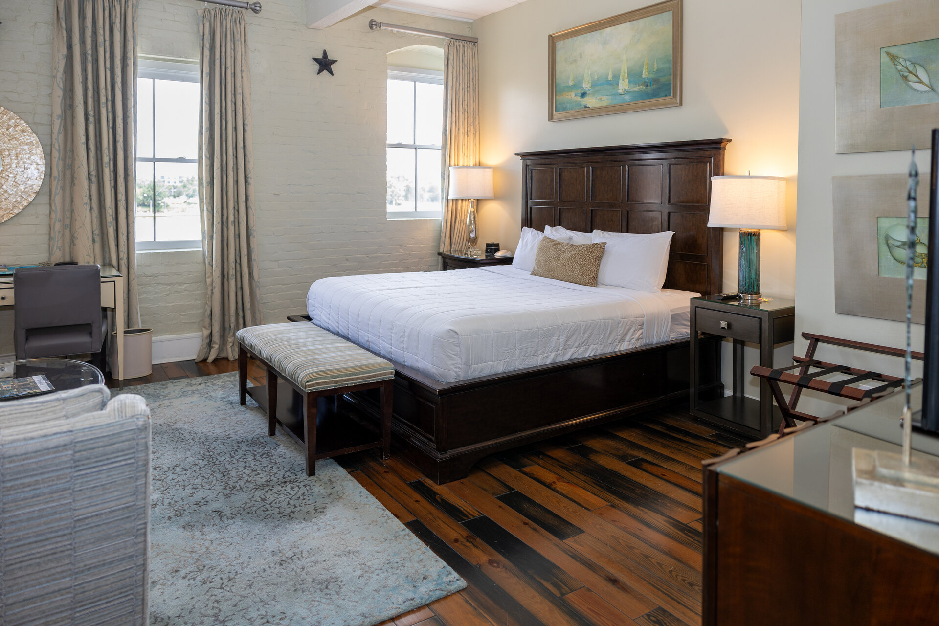 King Suite bedroom at Olde Harbour Inn