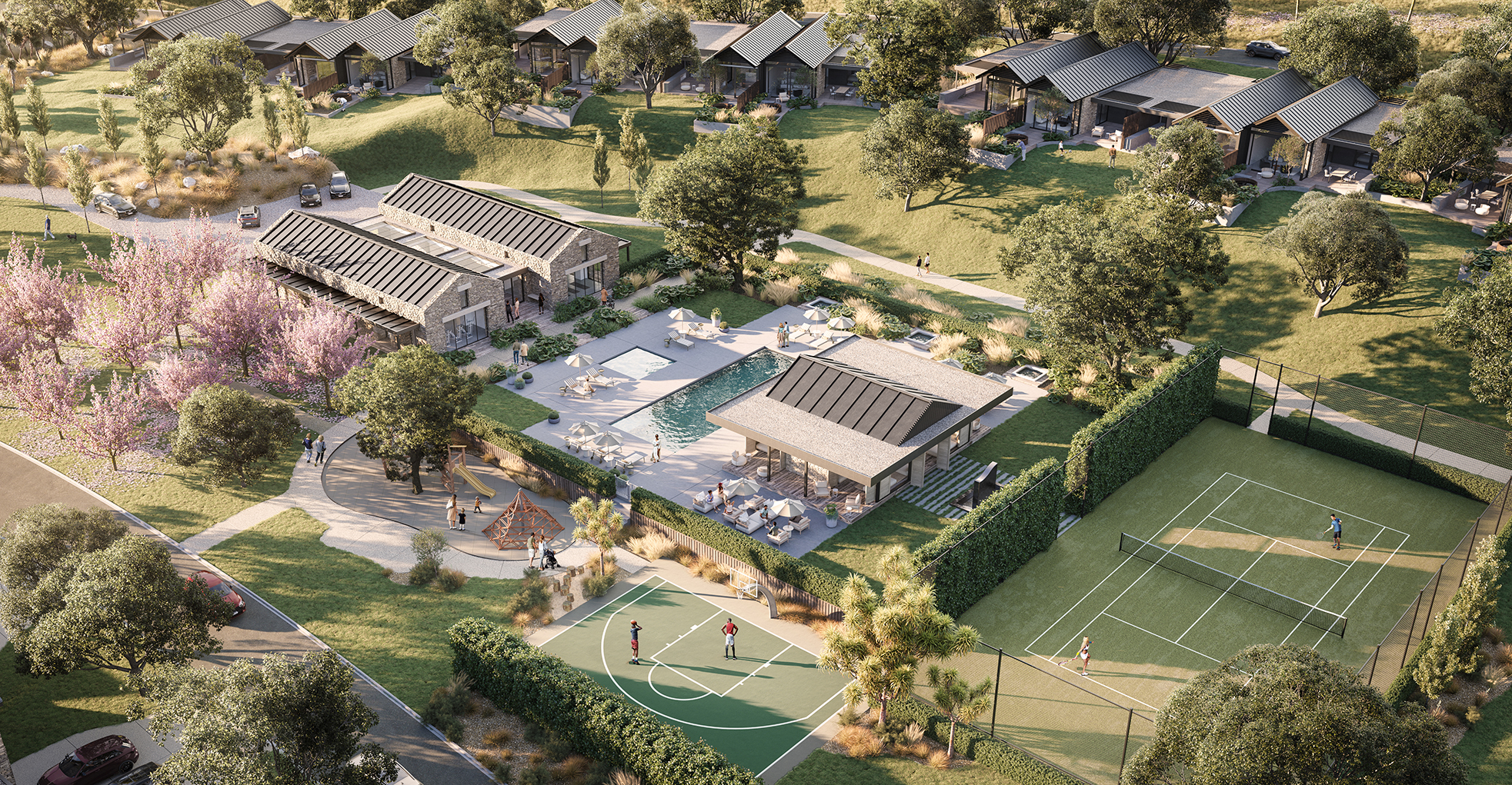 Aerial render of Gibbston Valley - landscape design by DCM - this image was rendered by Myles Montgomery. 