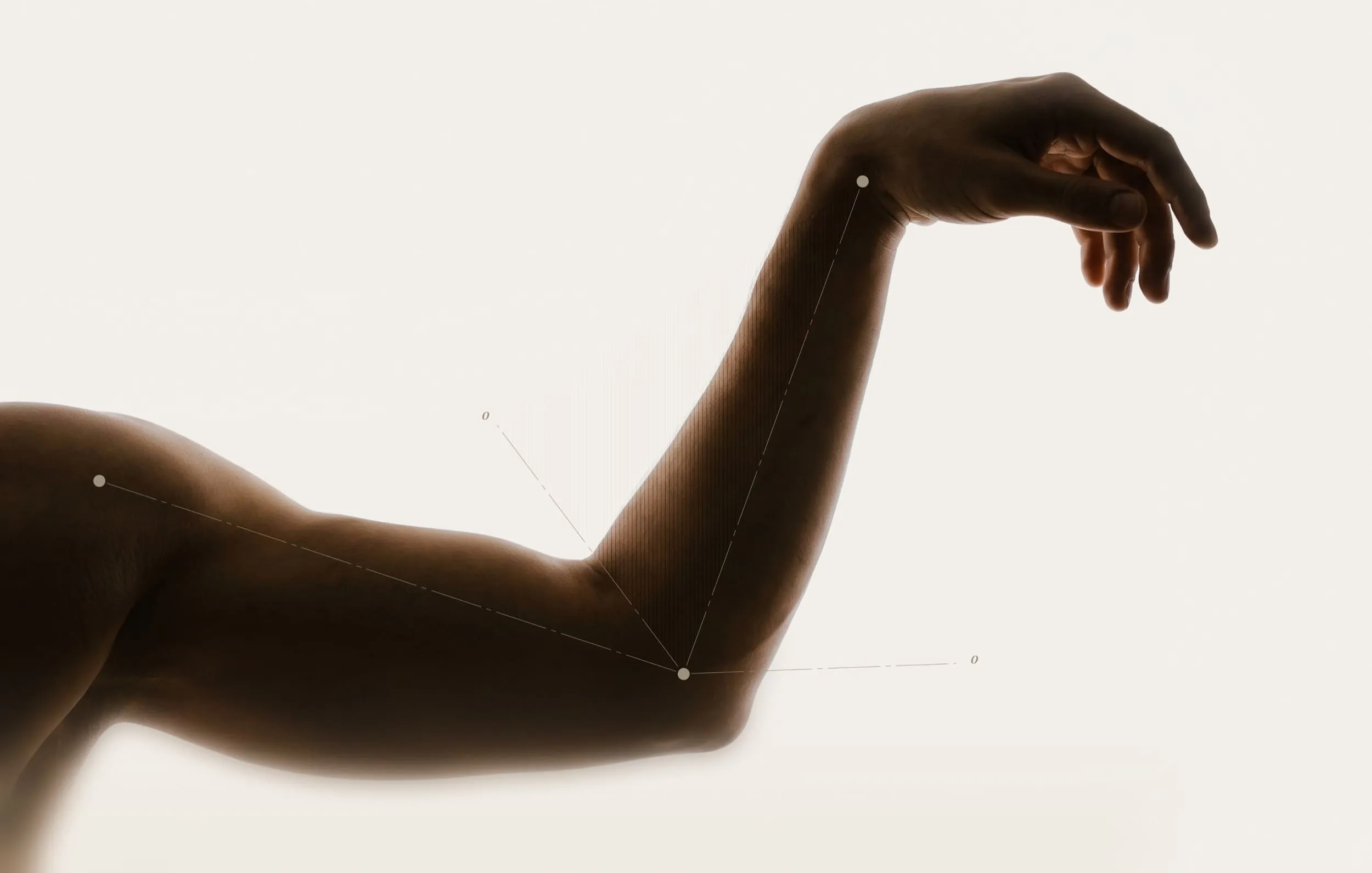 Person extending arm downward showing elbow range of motion