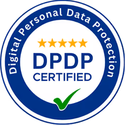 "DPDP Certified" (Digital Personal Data Protection) badge in blue and white