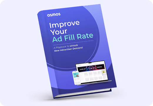"Improve Your Ad Fill Rate" ebook cover in purple beside a dashboard mockup