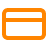 Orange credit card icon with rounded edges and horizontal lines.