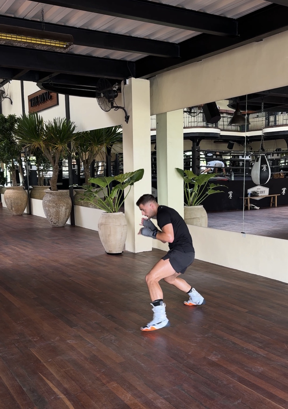 Student shadowboxing during a 1:1 session