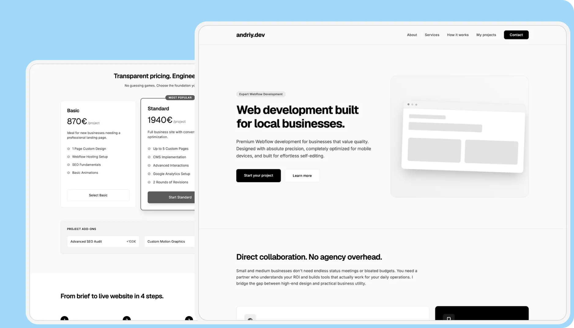 Testimonial website hero preview