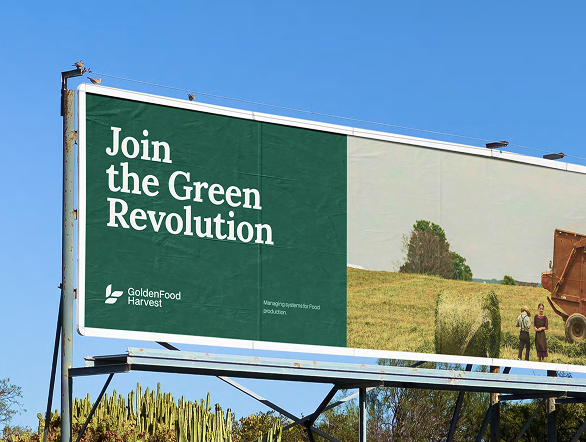 Agriculture work image Golden Food Harvest billboard representing agriculture and food-security activity
