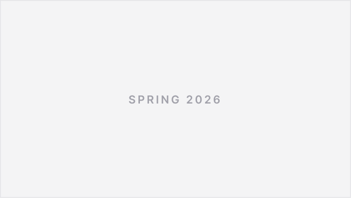 Text reading SPRING 2026 in gray on a light gray background.