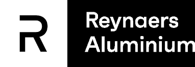 Reynaers Aluminium logo with stylized R icon and company name in white on black background.