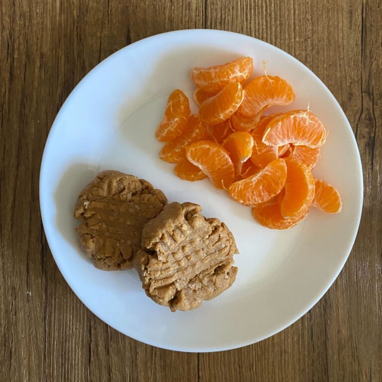 Clementines with homemade peanut butter protein cookies