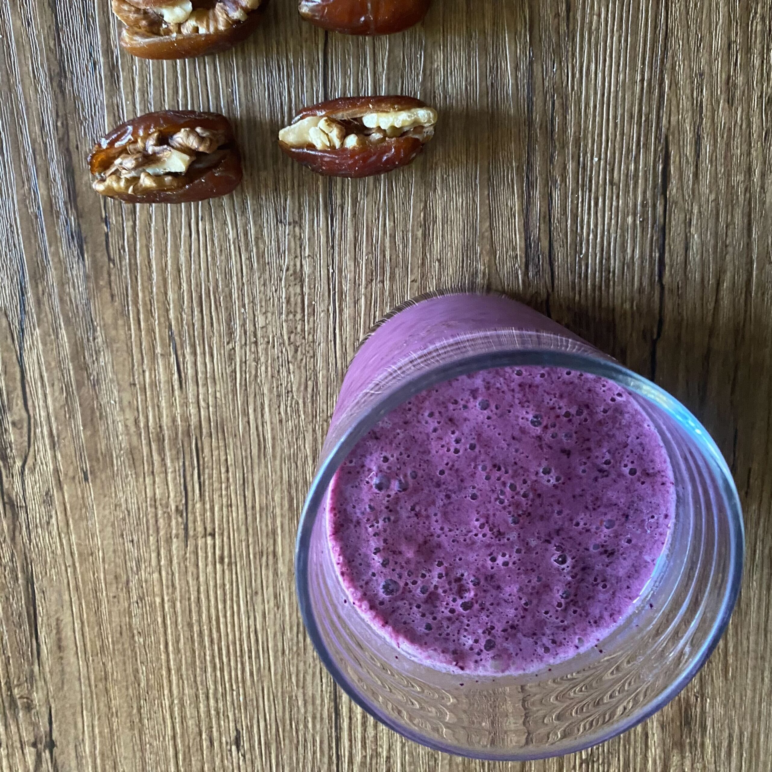 Kefir blueberry smoothie with Medjool dates and walnuts