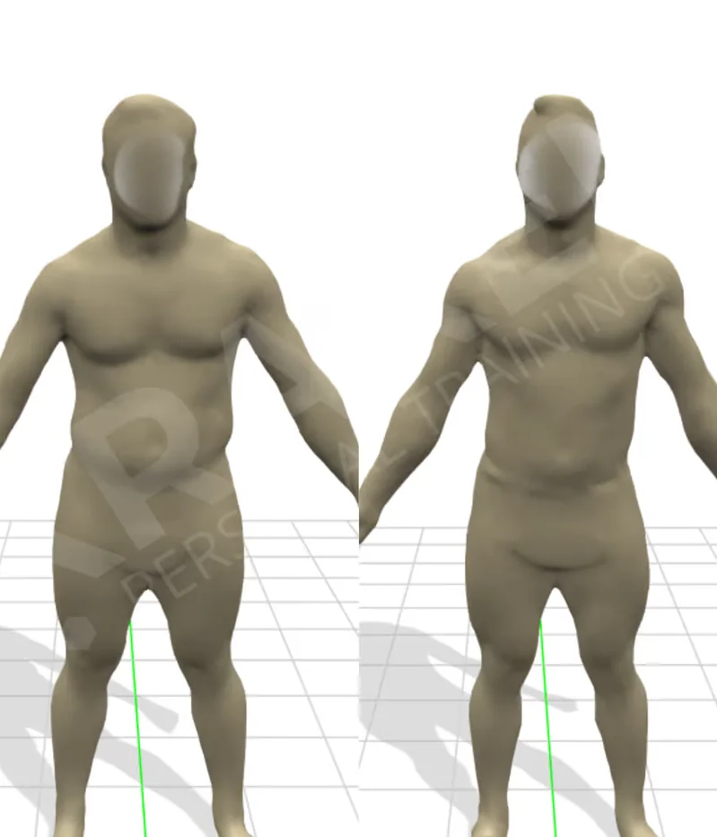 Kraken member before and after 3D body scans