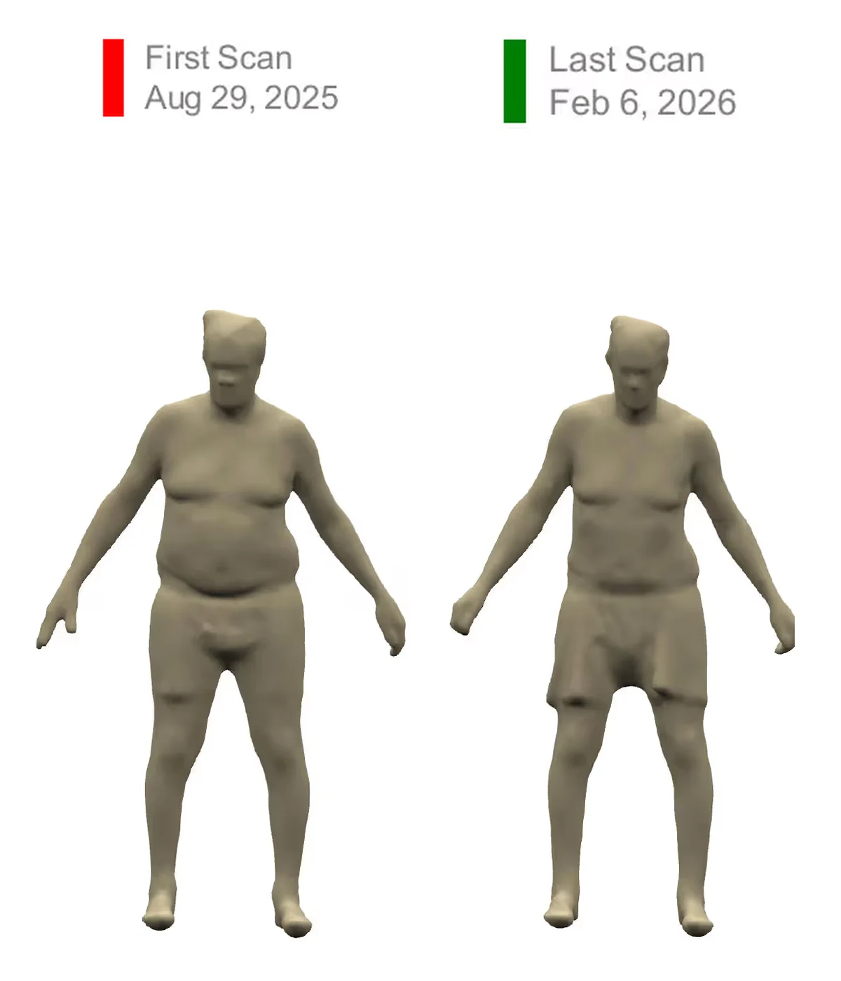 John V. before and after 3D body scans at Kraken