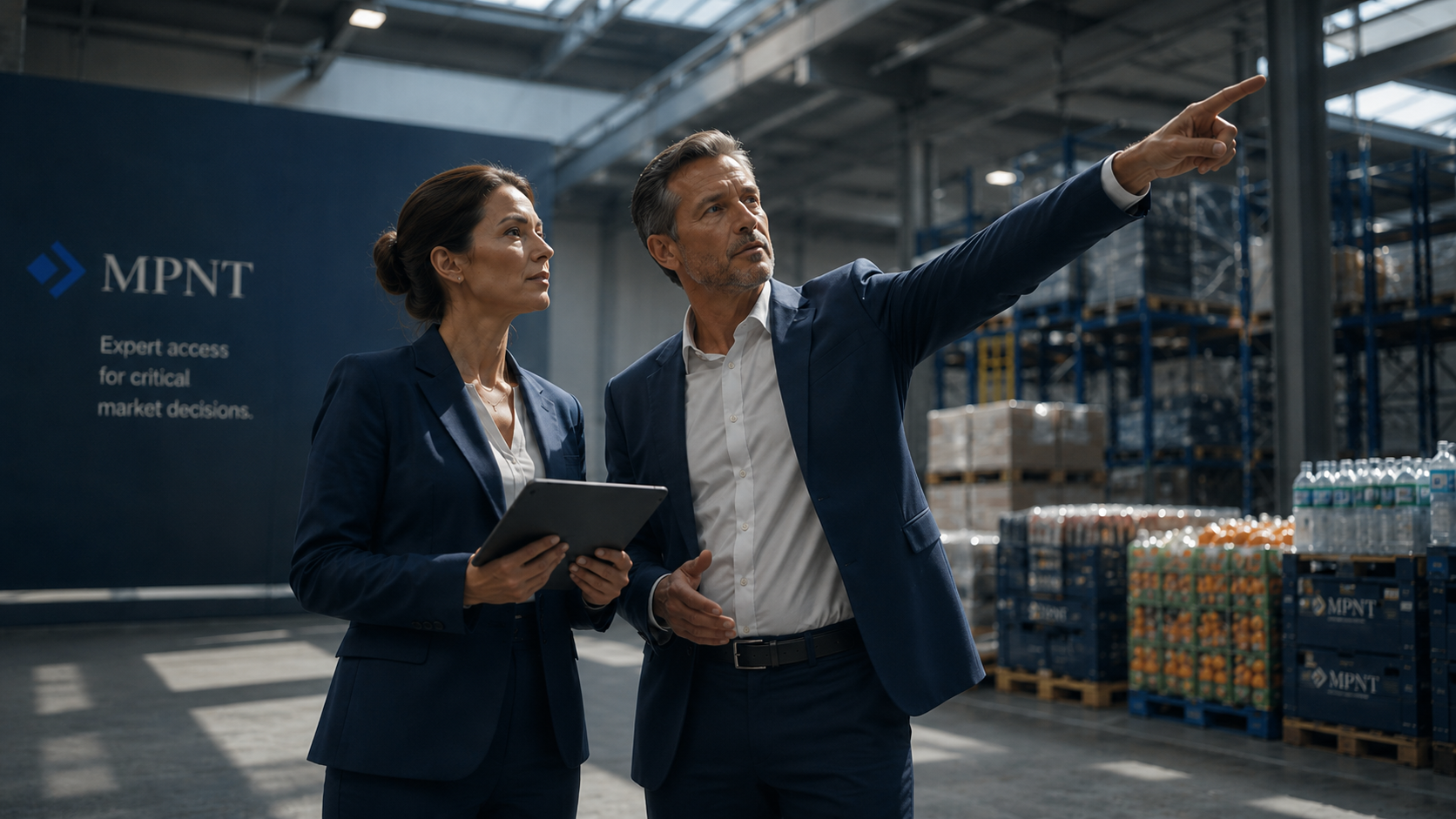 Consultants reviewing warehouse operations with a client