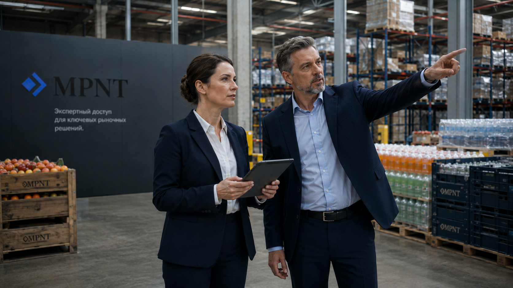 Consultants reviewing warehouse operations with a client