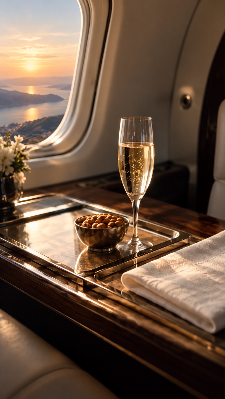 Coupe de champagne sur une tablette en bois précieux