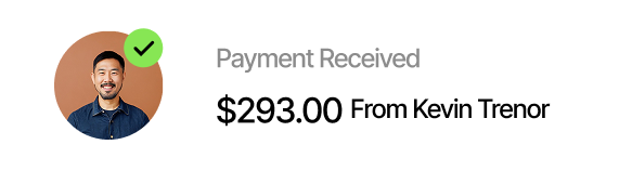 Payment notification screen