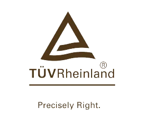 TÜV Rheinland logo with stylized triangle and curved line above the text and motto 'Precisely Right.'