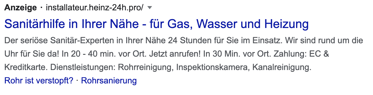Beispiel einer Google-Suchanzeige