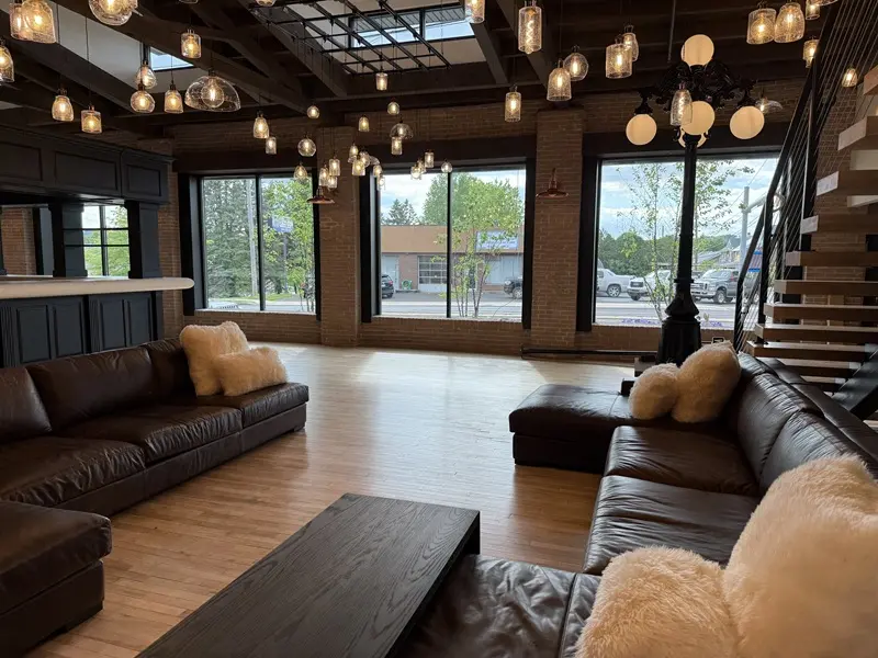 Auditorium and lounge configured for a corporate program