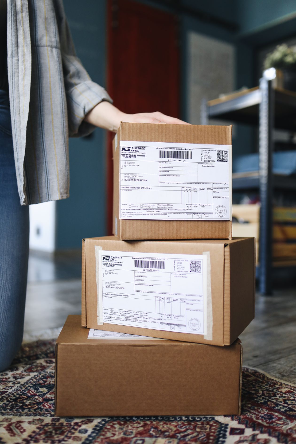 Stacks of packaged boxes ready for export delivery