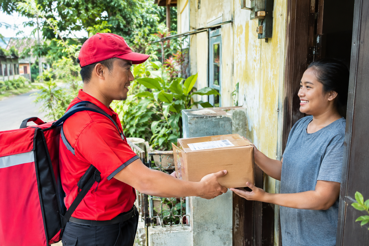Logistics coordinator reviewing shipment documents while holding a parcel