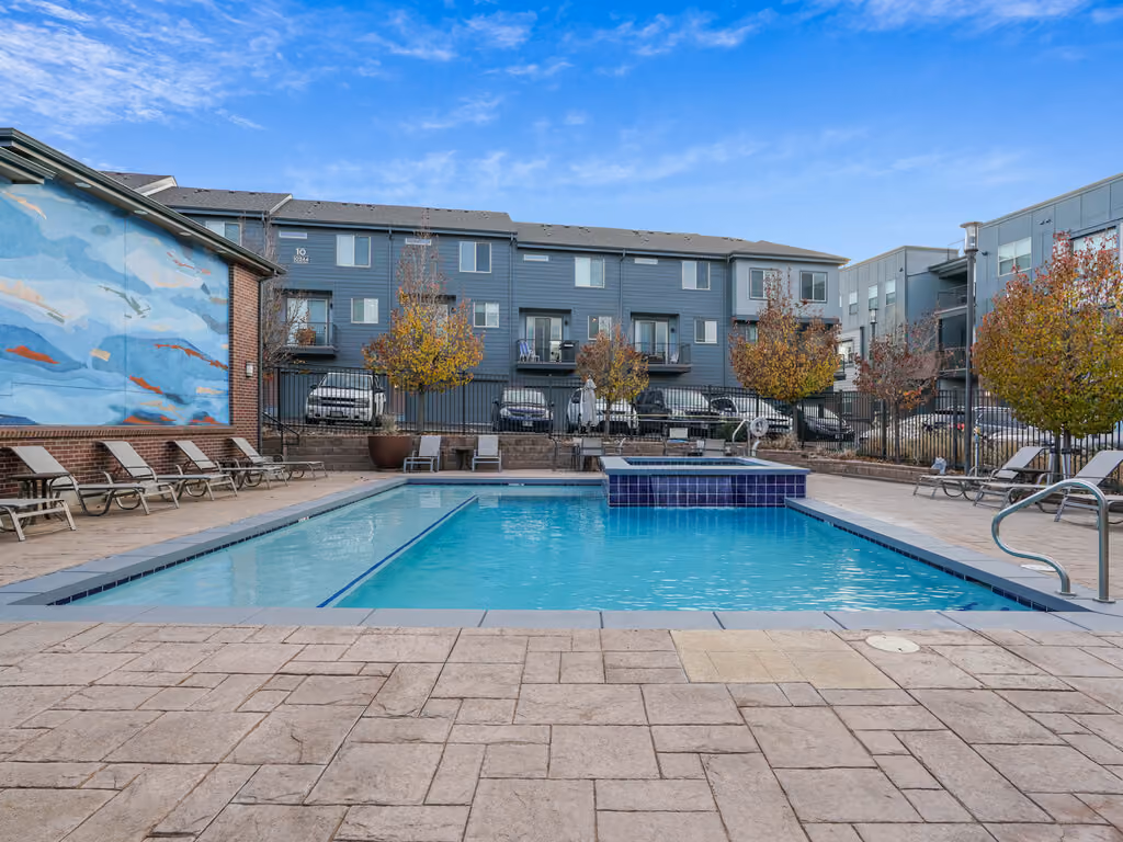Swimming pool with lounge chairs