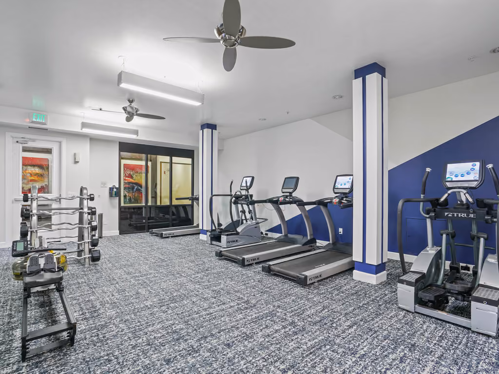 Fitness center with treadmills