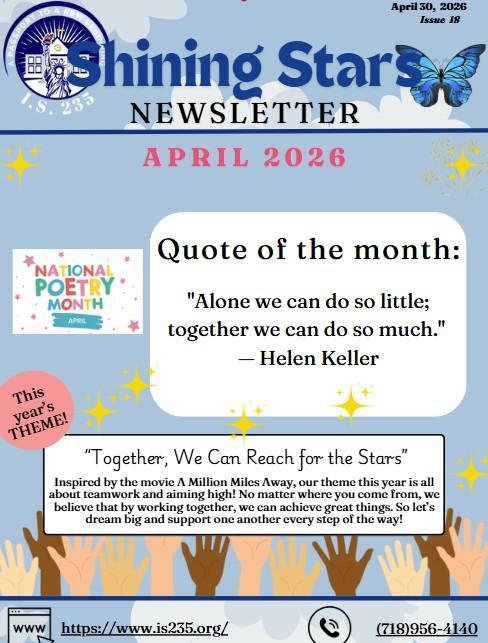 Shining Stars Newsletter April 2026 Issue 18 cover page