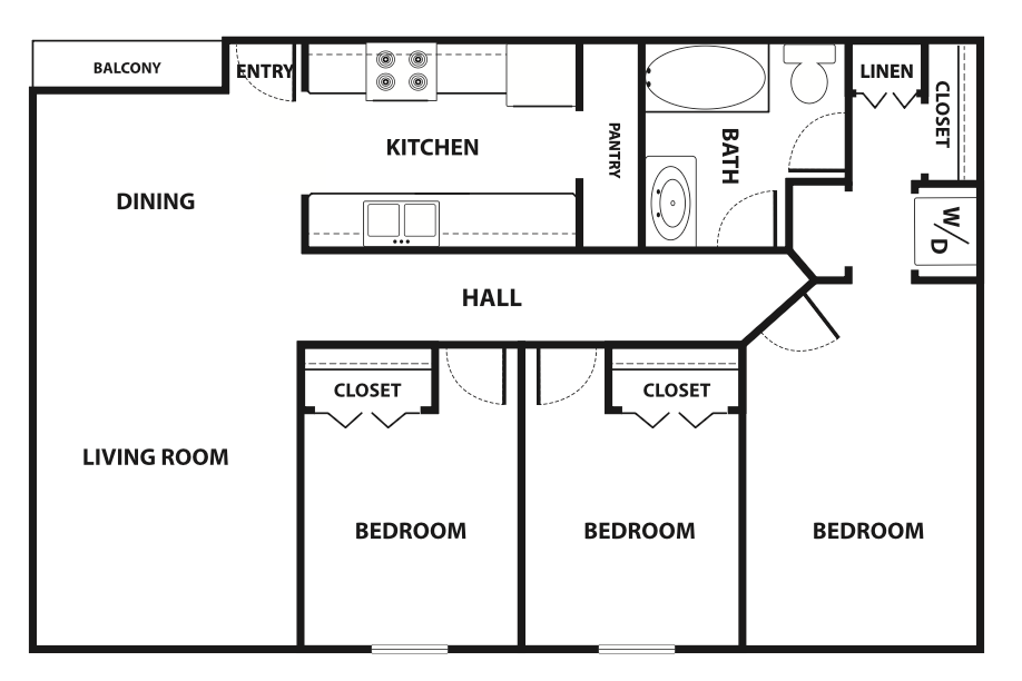 3 Bedroom layout