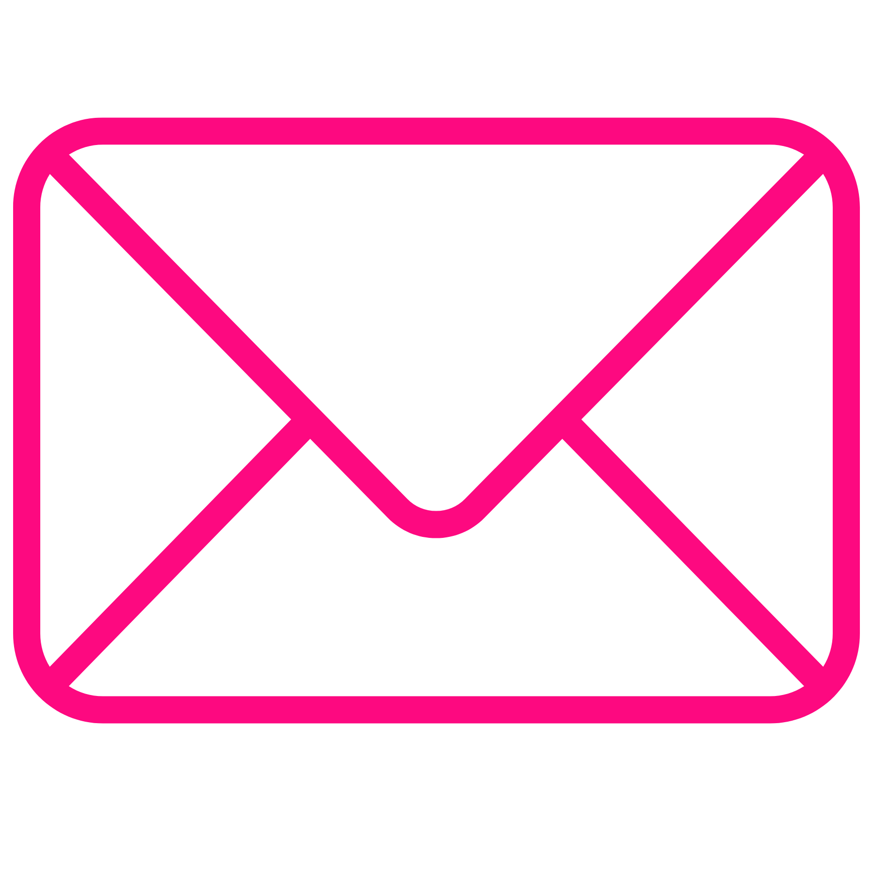Pink outlined envelope icon representing email or messaging on a black background.