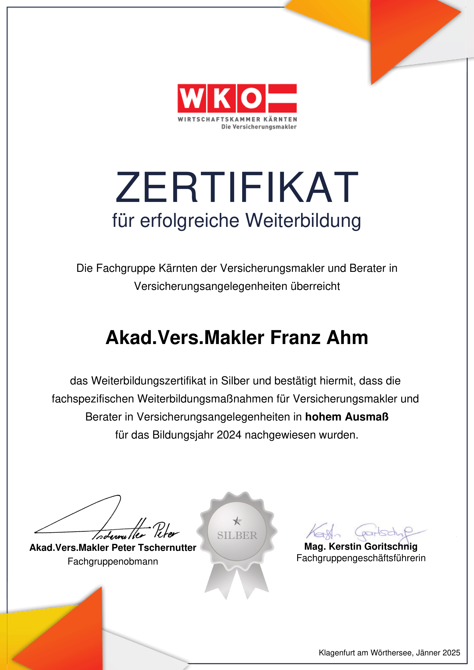 Zertifikat 2025