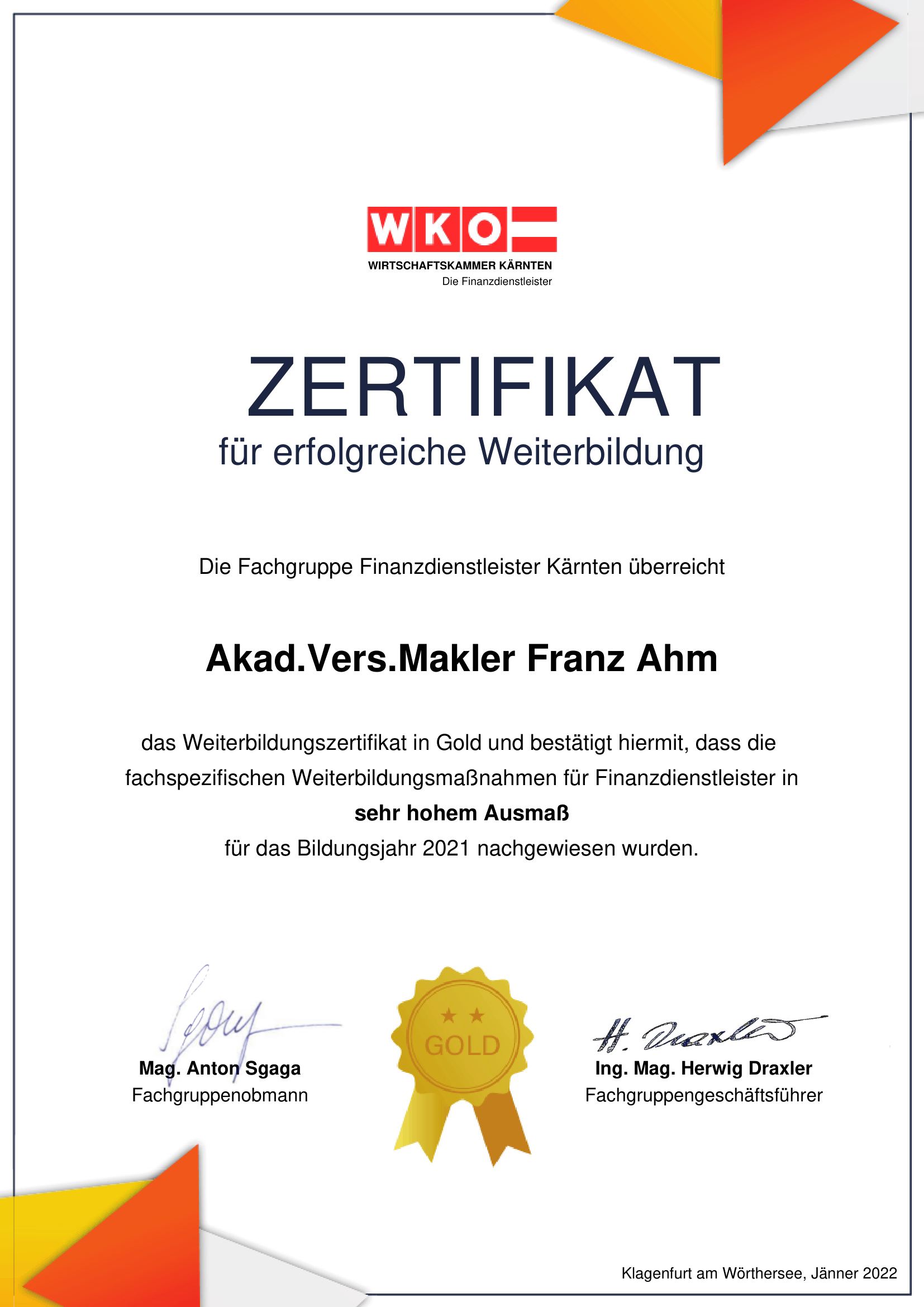 Zertifikat 2022