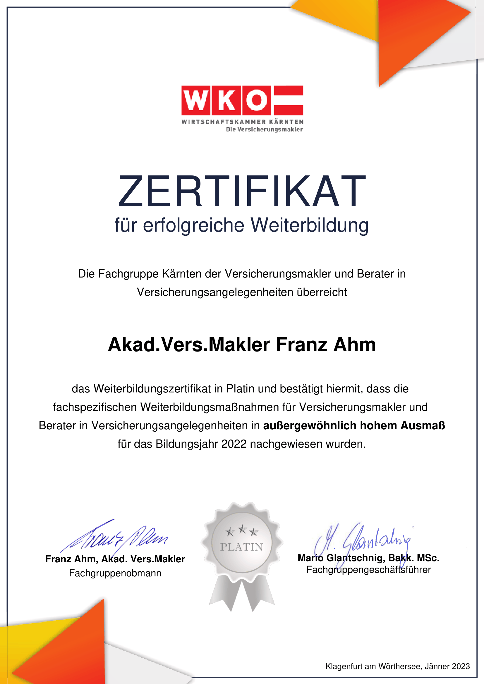 Zertifikat 2023