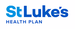 St Luke's Health Plan logo in blue text on white background.