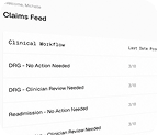 Claims feed table