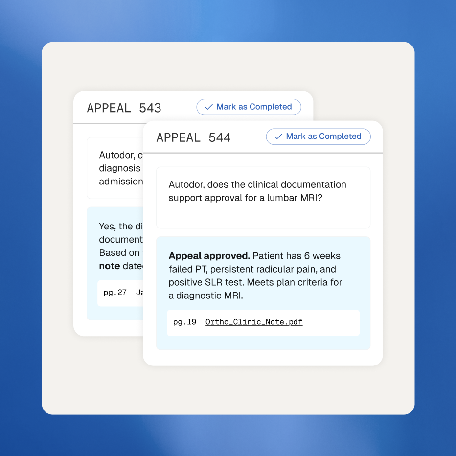 Appeals submitted