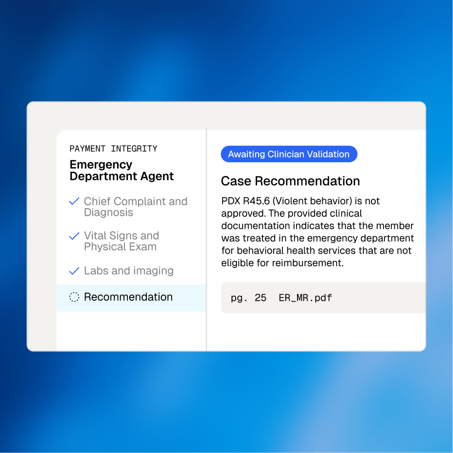 Emergency department agent checklist