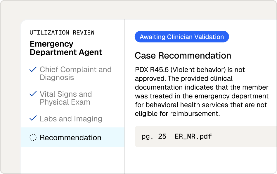 Emergency department agent checklist